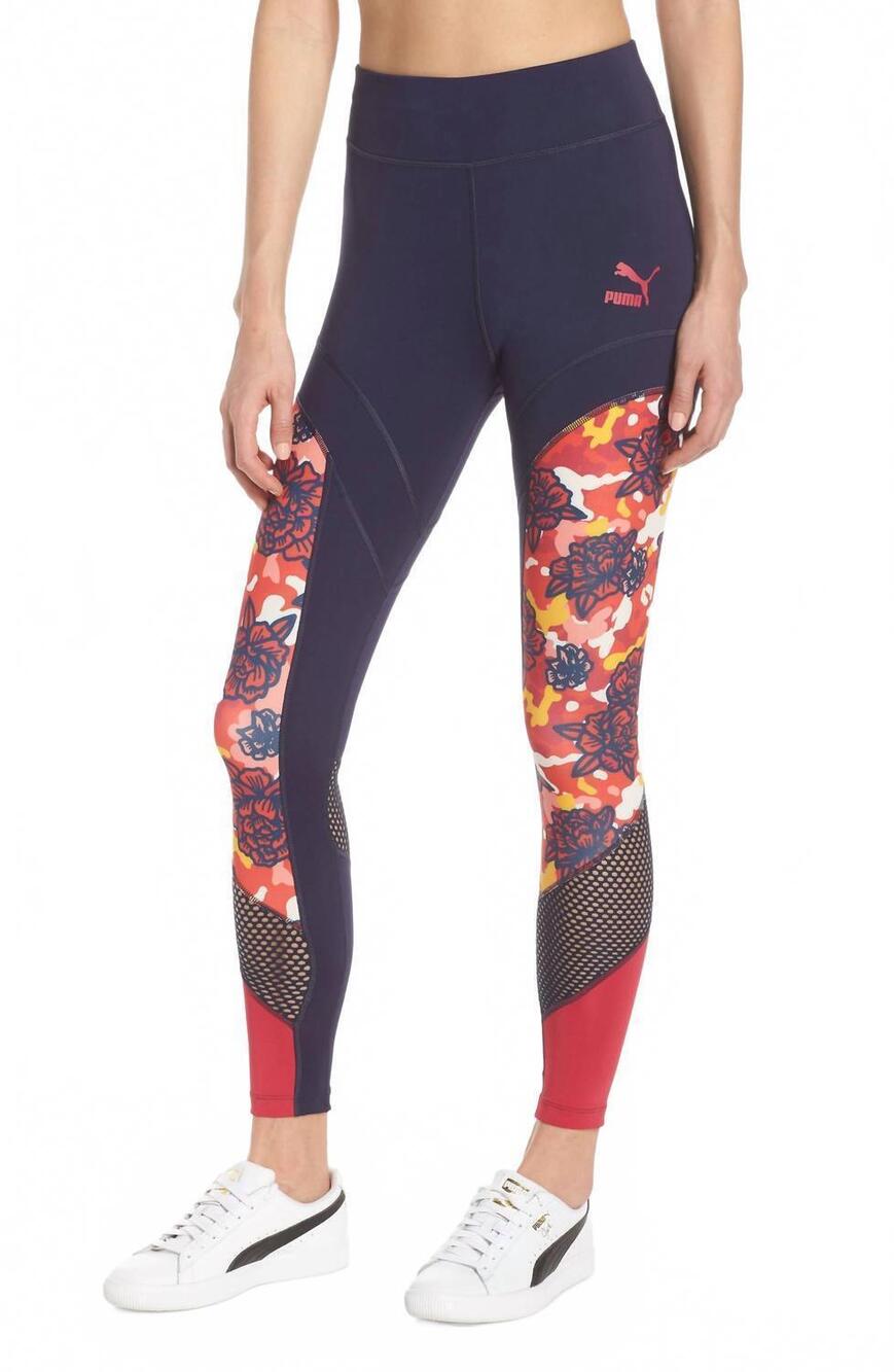 NEW PUMA flourish xtg leggings in peacoat/hibicus
